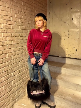 「バッグ」｜「アイテム（ハンチング/ベレー帽）」を使った、k_n_e0819さん（レディース・158cm）の冬コーディネート