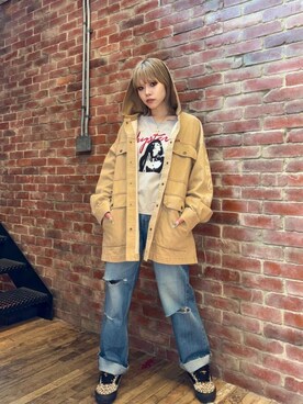 「ワイドパンツ 」｜「アイテム（ブルゾン）」を使った、k_n_e0819さん（レディース・158cm）の冬コーディネート