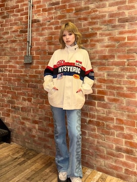 「レーシングジャケット」｜「アイテム（デニムパンツ）」を使った、k_n_e0819さん（レディース・158cm）の冬コーディネート