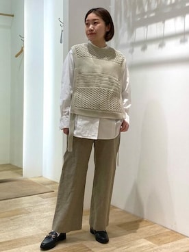 「human woman（ヒューマンウーマン）のスタンドカラーシャツブラウス（シャツ/ブラウス）」を使った、sayakaさん（レディース・153cm）の春コーディネート