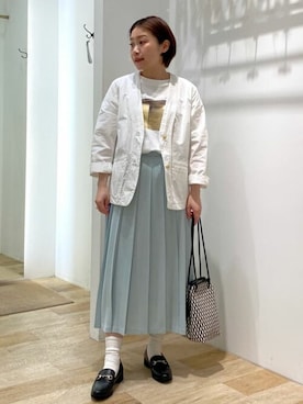 「オンオフ兼用」｜「アイテム（ノーカラージャケット）」を使った、sayakaさん（レディース・153cm）の春コーディネート