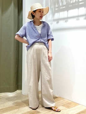 「アイテム（アクセサリー、グリーン系）」を使った、sayakaさん（レディース・153cm）の夏コーディネート