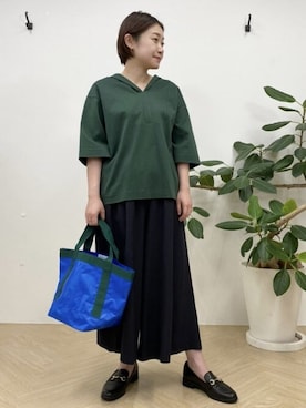 「キュロット」｜「アイテム（トートバッグ）」を使った、sayakaさん（レディース・153cm）の夏コーディネート