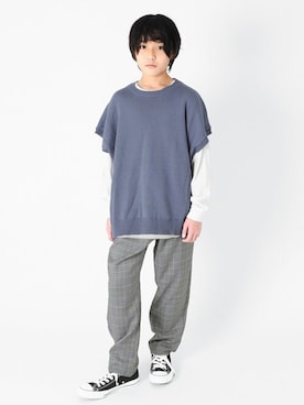 「アイテム（ベスト）」を使った、GLAZOSさん（キッズ・145cm）の冬コーディネート