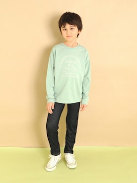 「アイテム（Tシャツ/カットソー）」を使った、GLAZOSさん（キッズ・134cm）の冬コーディネート