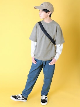 「アイテム（キャップ）」を使った、GLAZOSさん（キッズ・160cm）の春コーディネート