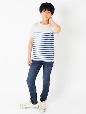 「アイテム（デニムパンツ）」を使った、GLAZOSさん（キッズ・145cm）の春コーディネート