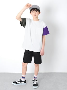 「GLAZOS（グラソス）のアイテム（キャップ）」を使った、GLAZOSさん（キッズ・147cm）の春コーディネート