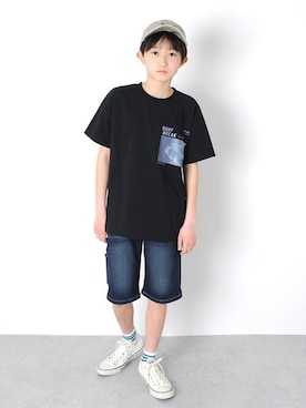 「アイテム（デニムパンツ）」を使った、GLAZOSさん（キッズ・147cm）の春コーディネート