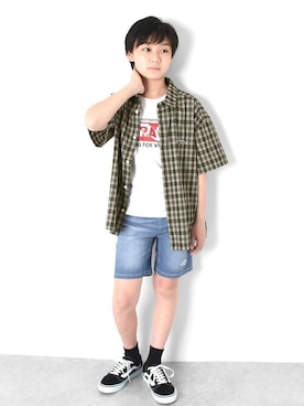 「アイテム（デニムパンツ）」を使った、GLAZOSさん（キッズ・150cm）の春コーディネート