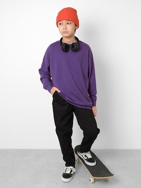 「アイテム（スウェット）」を使った、GLAZOSさん（キッズ・151cm）の秋コーディネート