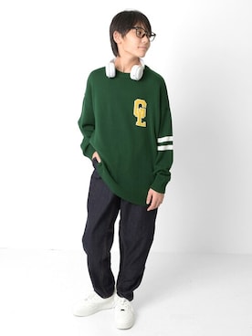 「アイテム（デニムパンツ）」を使った、GLAZOSさん（キッズ・149cm）の冬コーディネート