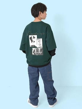 「アイテム（デニムパンツ）」を使った、GLAZOSさん（キッズ・150cm）の冬コーディネート