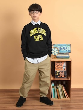 「アイテム（スウェット）」を使った、GLAZOSさん（キッズ・154cm）の秋コーディネート