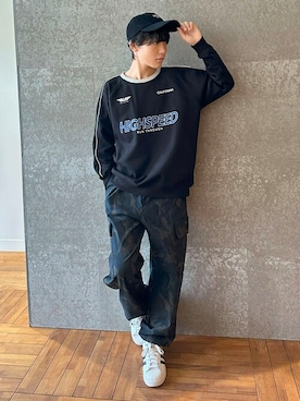 「アイテム（カーゴパンツ）」を使った、GLAZOSさん（キッズ・158cm）の冬コーディネート