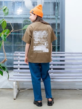 「アイテム（デニムパンツ）」を使った、GLAZOSさん（キッズ・150cm）の春コーディネート