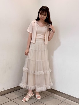ゆまえもんさんの「キャミセットビーズリボンカーデ」を使ったコーディネート