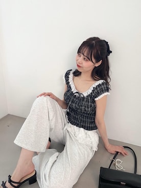 「アイテム（スウェットパンツ、ベージュ系）」を使った、さぁやんさん（レディース・158cm）の夏コーディネート