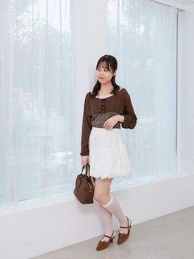 「アイテム（その他シューズ、ブラウン系）」を使った、さぁやんさん（レディース・158cm）の夏コーディネート