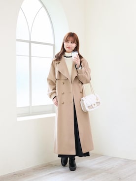 「アイテム（チェスターコート）」を使った、さぁやんさん（レディース・158cm）の冬コーディネート