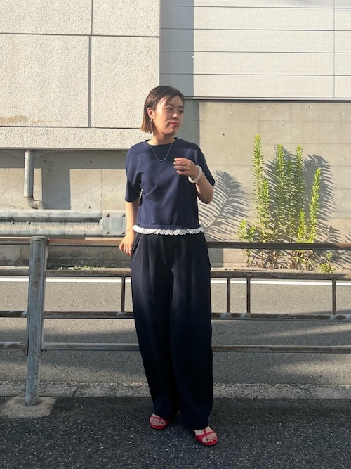 le.coeur blanc / ルクールブラン komatsu.裾レースクロップドTシャツ komatsu.裾レースクロップドTシャツ/le.coeur blanc(ルクール