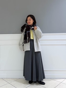 「アイテム（ノーカラーコート）」を使った、komatsuさん（レディース・152cm）の冬コーディネート