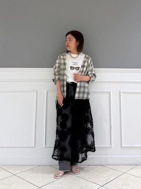 「le.coeur blanc（ルクールブラン）のO ステンレスチェーンネックレス（ネックレス、ゴールド系）」を使った、komatsuさん（レディース・152cm）の春コーディネート