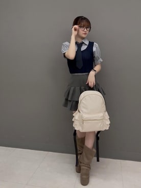 「アイテム（バックパック/リュック）」を使った、もえかさん（レディース・161cm）の夏コーディネート