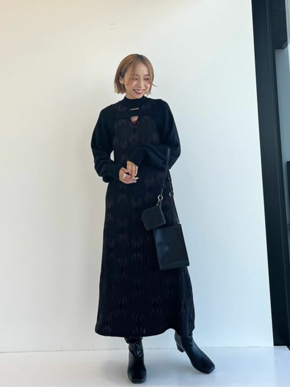 PUBLIC TOKYO パブリックトウキョウ　ランバスパターンニットワンピース PUBLIC TOKYO（パブリックトウキョウ）の「ランバスパターンニット