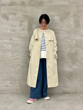 「BEARDSLEY（ビアズリー）のアイテム（トレンチコート）」を使った、norikoさん（レディース・160cm）の春コーディネート