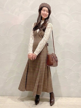 「マーメイド」｜「アイテム（ハンチング/ベレー帽）」を使った、Noelaさん（レディース・152cm）の秋コーディネート