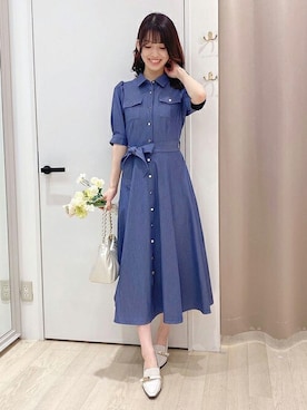 「デニムワンピ」｜Noelaさん（レディース・168cm）の冬コーディネート