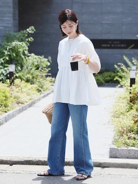 「reca（レカ）のアイテム（その他トップス）」を使った、sakiさん（レディース・165cm）の夏コーディネート