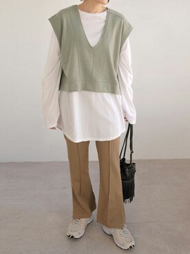 「ＡＮＤＪ（アンドジェイ）のアイテム」を使った、ANDJさん（レディース・165cm）の春コーディネート