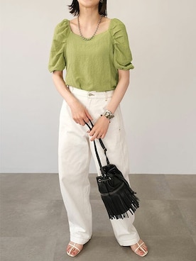 「ＡＮＤＪ（アンドジェイ）のアイテム」を使った、ANDJさん（レディース・165cm）の夏コーディネート