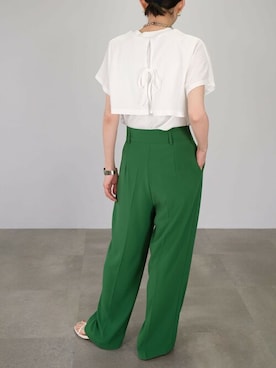 「スラックスパンツ」｜ANDJさん（レディース・165cm）の夏コーディネート