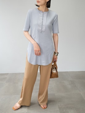 「サテンパンツ」｜ANDJさん（レディース・165cm）の夏コーディネート