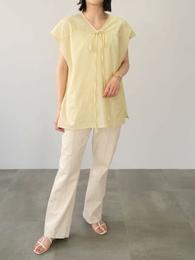 「フレアデニム」｜ANDJさん（レディース・165cm）の夏コーディネート