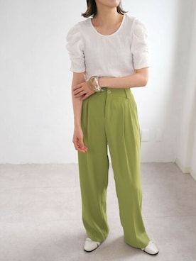 「スラックスパンツ」｜ANDJさん（レディース・165cm）の夏コーディネート