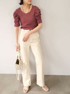 「フリルトップス」｜ANDJさん（レディース・165cm）の夏コーディネート