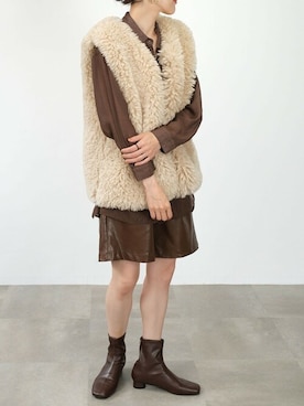 「アイテム（トップス、ブラウン系）」を使った、ANDJさん（レディース・165cm）の秋コーディネート