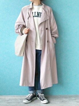 「reca（レカ）のアイテム（トレンチコート）」を使った、recastaffさん（レディース・158cm）の冬コーディネート