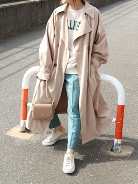 「reca（レカ）のアイテム（トレンチコート）」を使った、recastaffさん（レディース・158cm）の春コーディネート