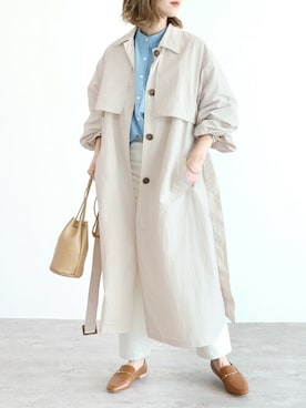 「reca（レカ）のアイテム（ステンカラーコート）」を使った、recastaffさん（レディース・165cm）の春コーディネート