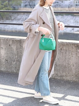 「reca（レカ）のアイテム（トレンチコート）」を使った、recastaffさん（レディース・165cm）の春コーディネート