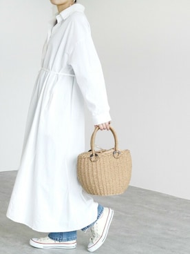 「reca（レカ）のアイテム（シャツワンピース）」を使った、recastaffさん（レディース・158cm）の春コーディネート