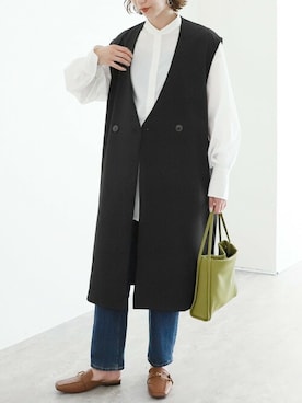 「reca（レカ）のボリューム袖タックブラウス（シャツ/ブラウス）」を使った、recastaffさん（レディース・165cm）の夏コーディネート