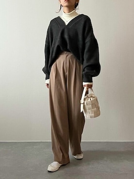 「Vネック」｜recastaffさん（レディース・158cm）の冬コーディネート