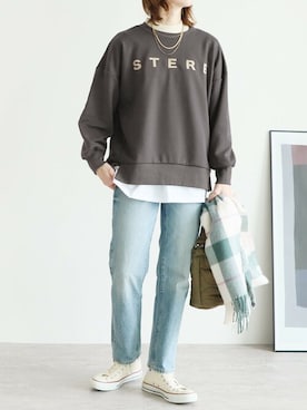 「reca（レカ）のアイテム（ストール/ショール）」を使った、recastaffさん（レディース・165cm）の冬コーディネート