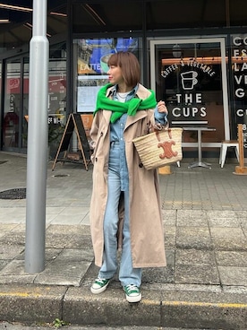 「reca（レカ）のアイテム（トレンチコート）」を使った、recastaffさん（レディース・153cm）の冬コーディネート
